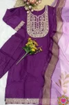 Si 336 Slub Cotton With Embroidery Work Top With Bottom Dupatta